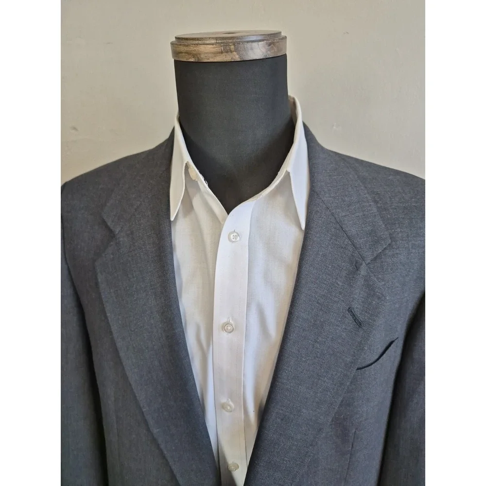 Hart Schaffner Marx Mens Wool Sports Coat 42L Gray Made in USA 2 Button V703